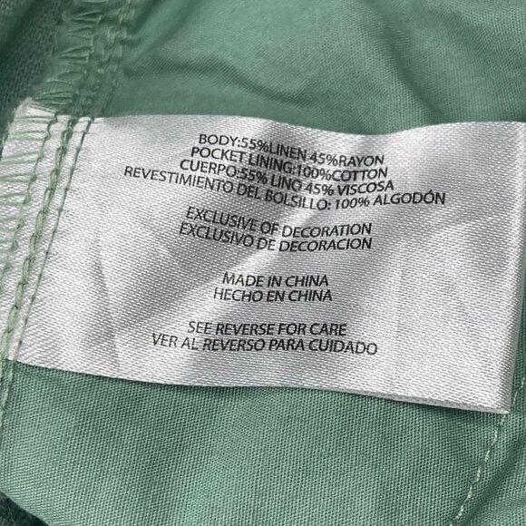 GAP Wide Leg Pants Women's Large Green Pull On Style Linen Rayon Blend Relaxed - Picture 7 of 10